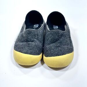 Mahabis grey and yellow classic curve wool slip on mule shoe 8
